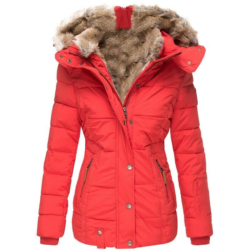 Fur collar slim-fit coat