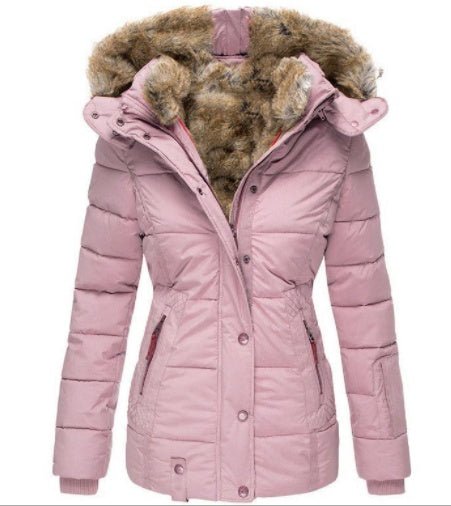 Fur collar slim-fit coat