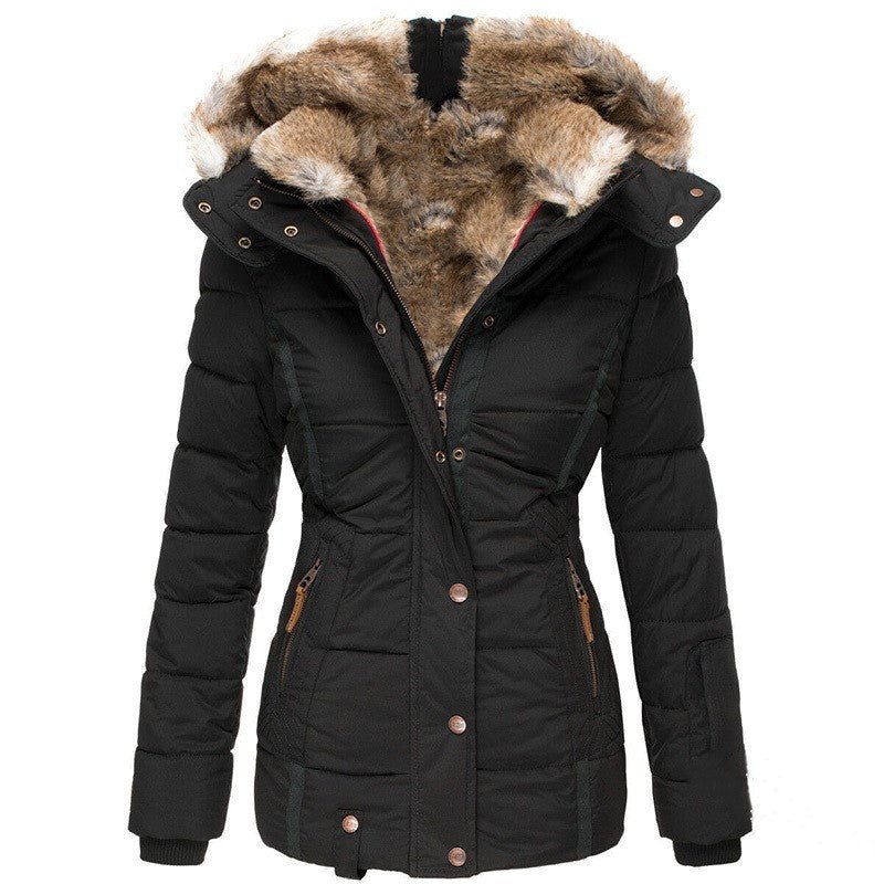 Fur collar slim-fit coat