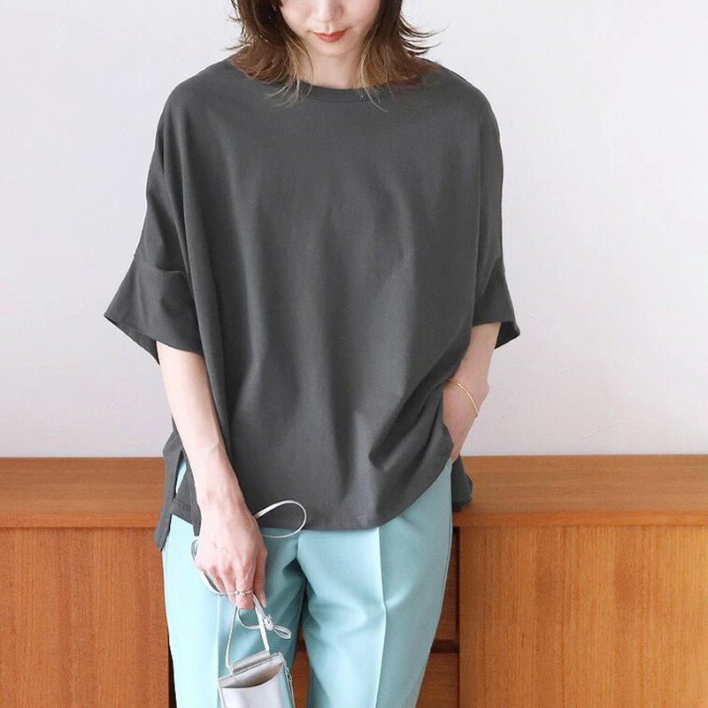Japanese/Korean style Cotton Batwing Sleeve Oversized Loose T-shirt For Women