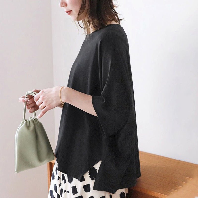 Japanese/Korean style Cotton Batwing Sleeve Oversized Loose T-shirt For Women