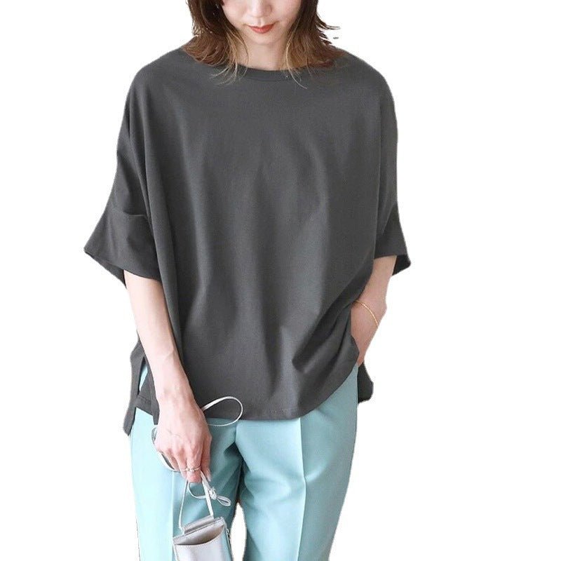 Japanese/Korean style Cotton Batwing Sleeve Oversized Loose T-shirt For Women