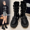 Metal Buckle Platform Middle Boots