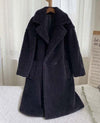 Long Lapel Lamb Fleece Warm Faux Fur Coat With Pockets for Winter