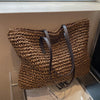 Summer Woven Shoulder Bag Ins Fashion Large Capacity Handbags With Zipper Women&#39;s Beach Bags