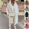 Long Lapel Lamb Fleece Warm Faux Fur Coat With Pockets for Winter