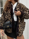 Women&#39;s Winter Leopard Print Casual Loose Jacket