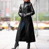 Women&#39;s leather coat long coat