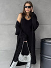 Lena - Set 2pcs Long Dress Sleeveless And Casual Loose Cardigan