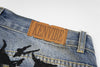 Punk Make Old Ripped Letter Denim Trousers Men