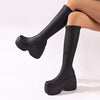 Women&#39;s High-heeled Elastic Leather Boots