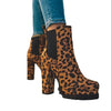 Round-toe suede Ankle Boots Solid Print Thick Square High Heel