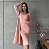 Lena - Set 2pcs Long Dress Sleeveless And Casual Loose Cardigan