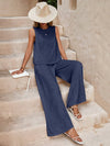 WOMEN&#39;S TWO PIECES SUIT WITH SLEEVELESS TANK TOP AND WIDE-LEG PANTS