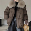 Winter Cotton-padded Jacket Women&#39;s Short Fur Collar