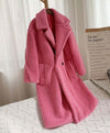 Long Lapel Lamb Fleece Warm Faux Fur Coat With Pockets for Winter