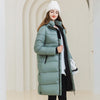 Winter Warm Hooded Coat With Pockets Fashion Simple Long Cotton Jacket Solid Color Outwear Women&#39;s Clothing