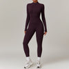 Warm Zipper Long-sleeved Jumpsuit Yoga Fitness Sports Pants Breathable Bodysuit Women&#39;s Clothing