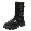 Metal Buckle Platform Middle Boots