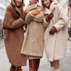 Long Lapel Lamb Fleece Warm Faux Fur Coat With Pockets for Winter