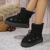 Fashion Lace-up Short Snow Casual Warm Boots Winter Flat Thick-soled