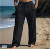 Men&#39;s Linen Drawstring Elastic Waist Straight Striped Comfortable Breathable Casual Pants