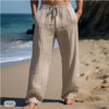 Men&#39;s Linen Drawstring Elastic Waist Straight Striped Comfortable Breathable Casual Pants