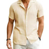 Men&#39;s Daily Casual Short Sleeve Cardigan Shirt Men&#39;s Solid Color Summer Lapels Shirt