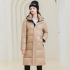 Winter Warm Hooded Coat With Pockets Fashion Simple Long Cotton Jacket Solid Color Outwear Women&#39;s Clothing