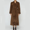 Double Breasted Lapel Shift Coat With Belt Fashion Vintage Suede Long Coat Winter Outwear Women&#39;s Clothing