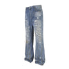 Punk Make Old Ripped Letter Denim Trousers Men