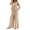 WOMEN&#39;S TWO PIECES SUIT WITH SLEEVELESS TANK TOP AND WIDE-LEG PANTS