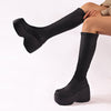 Women&#39;s High-heeled Elastic Leather Boots