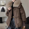 Winter Cotton-padded Jacket Women&#39;s Short Fur Collar