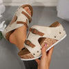 Ins Buckle Wedges Sandals Summer Fish Mouth Thick High Heel Slides Slippers Outdoor Fashion Beach Roman Shoes For Women
