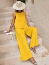 WOMEN&#39;S TWO PIECES SUIT WITH SLEEVELESS TANK TOP AND WIDE-LEG PANTS