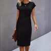 Women&#39;s Casual Tight Front Knot Round Neck Mid-length Dress