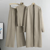 Selena - Set 3pcs Sleeveless Vest Sweater Long Cardigan And Wide-leg Pants