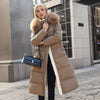 Winter Slim Long Jacket With Fur Hood And Belt Fashion Solid Hooded Coat Warm Clothing For Women