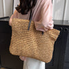 Summer Woven Shoulder Bag Ins Fashion Large Capacity Handbags With Zipper Women&#39;s Beach Bags