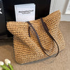 Summer Woven Shoulder Bag Ins Fashion Large Capacity Handbags With Zipper Women&#39;s Beach Bags