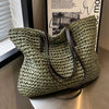 Summer Woven Shoulder Bag Ins Fashion Large Capacity Handbags With Zipper Women&#39;s Beach Bags