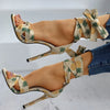 Nanas - Ankle Strap Heeled Sandals Fashion Printed