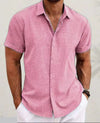 Men&#39;s Solid Color Loose Linen Short-sleeved T-shirt