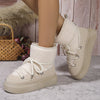 Fashion Lace-up Short Snow Casual Warm Boots Winter Flat Thick-soled