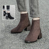 Fashionable Retro Chelsea Boot Women&#39;s Shoes with Square Heel and Pointed Toe.