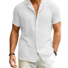 Men&#39;s Daily Casual Short Sleeve Cardigan Shirt Men&#39;s Solid Color Summer Lapels Shirt