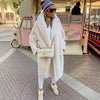 Long Lapel Lamb Fleece Warm Faux Fur Coat With Pockets for Winter