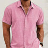 Men&#39;s Solid Color Loose Linen Short-sleeved T-shirt