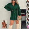 Helena - Women&#39;s Long Sleeve Jumpsuit With Button Fashion Shirt Dress